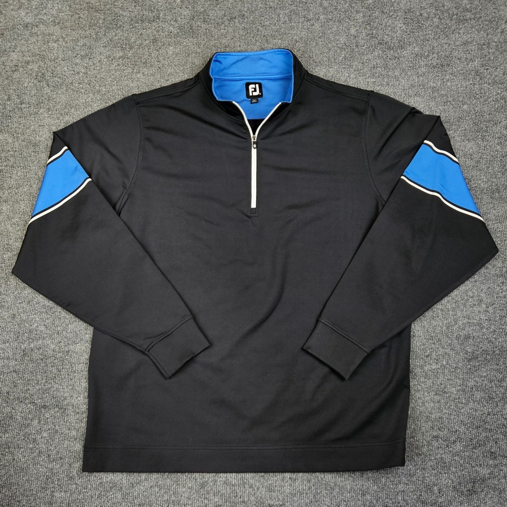 FootJoy 1/4 Quarter‎ Zip Golf Pullover Shirt Mens XXL Black Blue Performance
